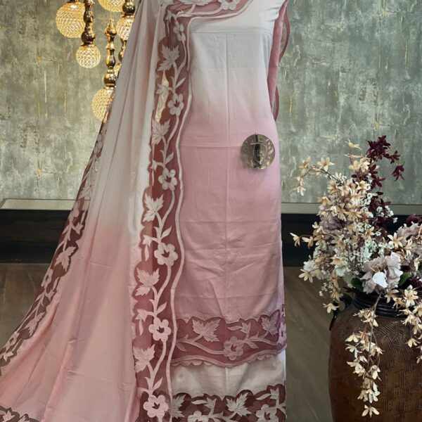 COTTON CUTWORK DESIGNER DOUBLE SHADE SUITS IN PINK COLOR