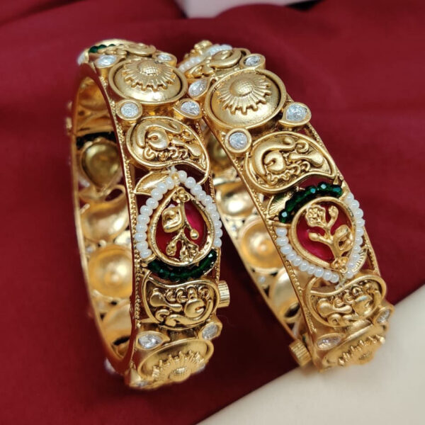 Bangles Pearl Kundan kada Set Brass Premium quality
