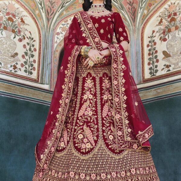 Velvet Bridal Lehenga Choli