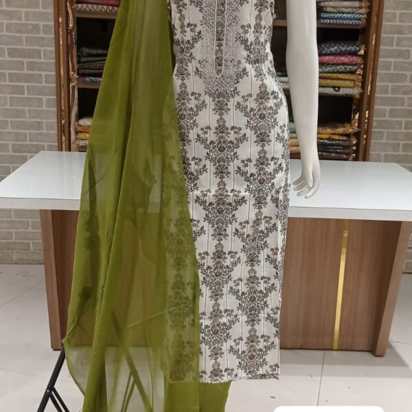 Imported good quality coton dress material with beautiful neck hand work