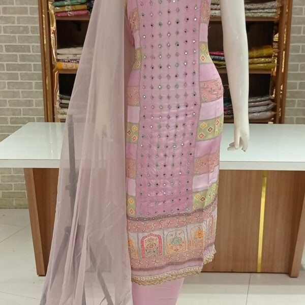 Muslin silk semi stitched Suit