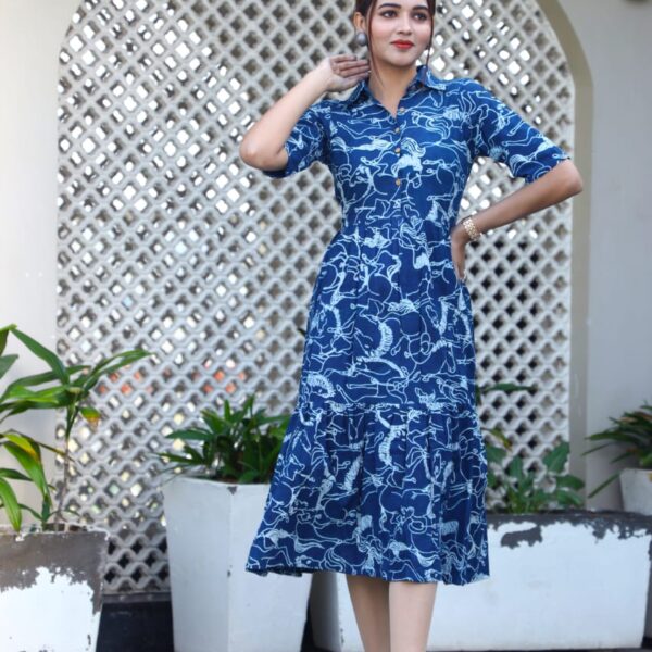 Official Block Print One Piece Dress Code – SKU75AK