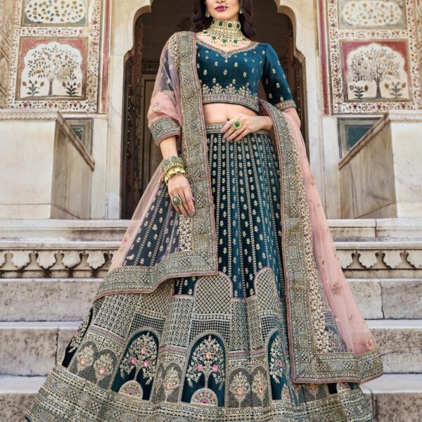 Velvet Bridal Lehenga Choli