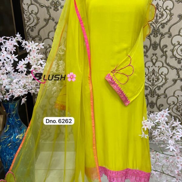 Organga Suit With Four Sides Flower Cut Work  Dupatta