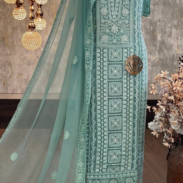 Georgette Lukhnavi Embroidered Suits