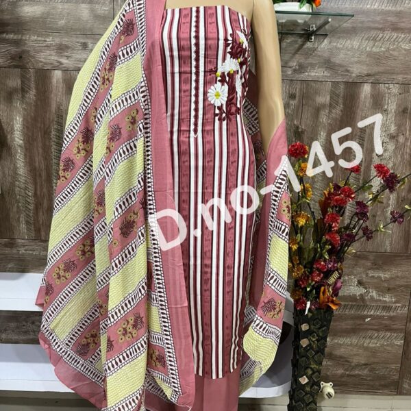 Best Ethnic Pure Cotton with Beautiful Print neck fancy work Suits