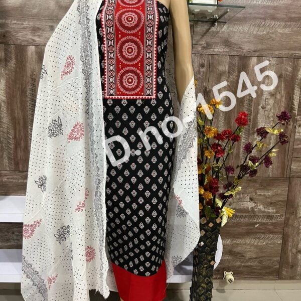 Office wear Pure Cotton with Beautiful Print neck fancy work Suits