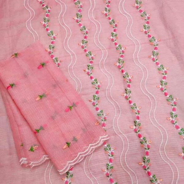 PINK KOTA DORIA EMBROIDERY WORK SUITS MATERIAL