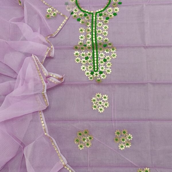 PURPLE  KOTA DORIA GOTTA PATTI WORK SUITS   MATERIAL