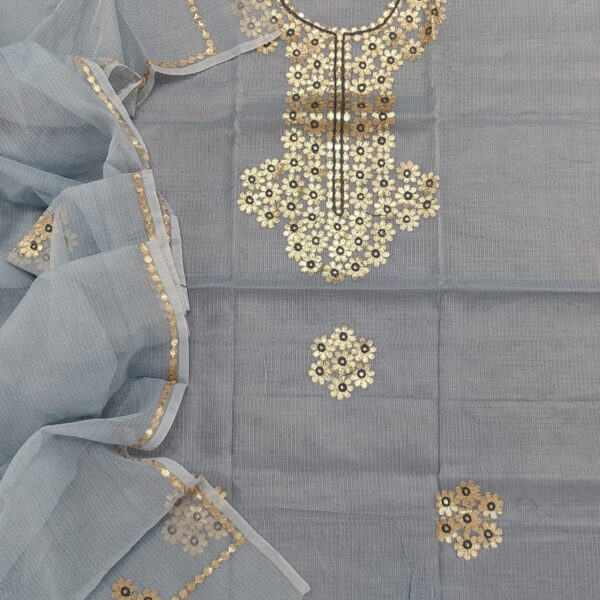 GRAY KOTA DORIA GOTTA PATTI WORK SUITS MATERIAL