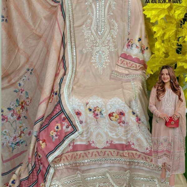 Musline Cotton Digital Print with Self embroidered Suits