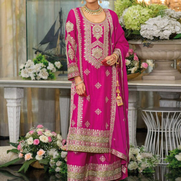 Heavy Chinnon with embroidery work Eba Muskat