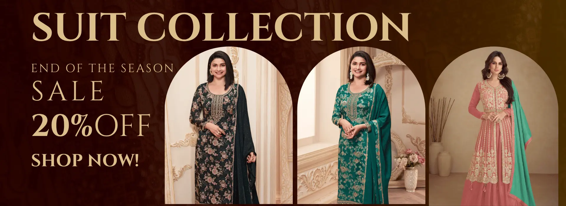 Brown and Gold Traditional Silk Saree Sale Facebook Ad (1920 x 700 px)