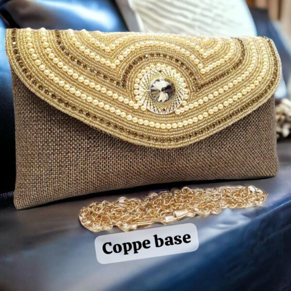 Women's Clutch Heavy Pearl  & Stone Jute Design code49.1