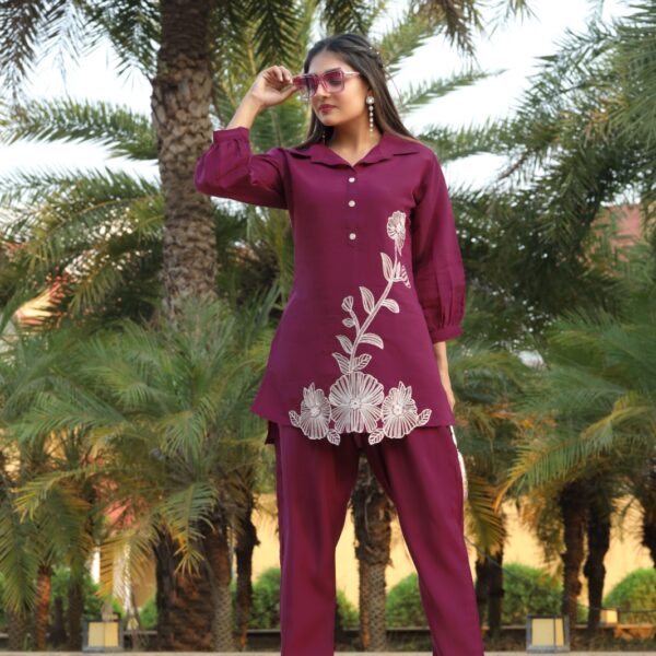 CORD SET IN WINE COLOUR SKU 058