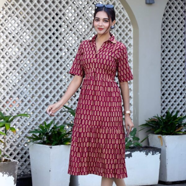 Official Block Print One Piece Dress Code - SKU75AK