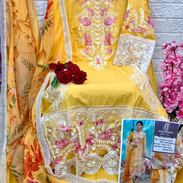 PURE CAMBRIC COTTON  WITH HEAVY EMBROIDERY AND CUT WORK