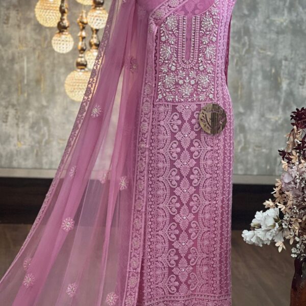 Georgette Lukhnavi Embroidered Suits