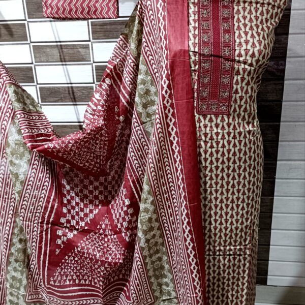 Cotton  Premium Quality Fabric with Designer Neckline Suit