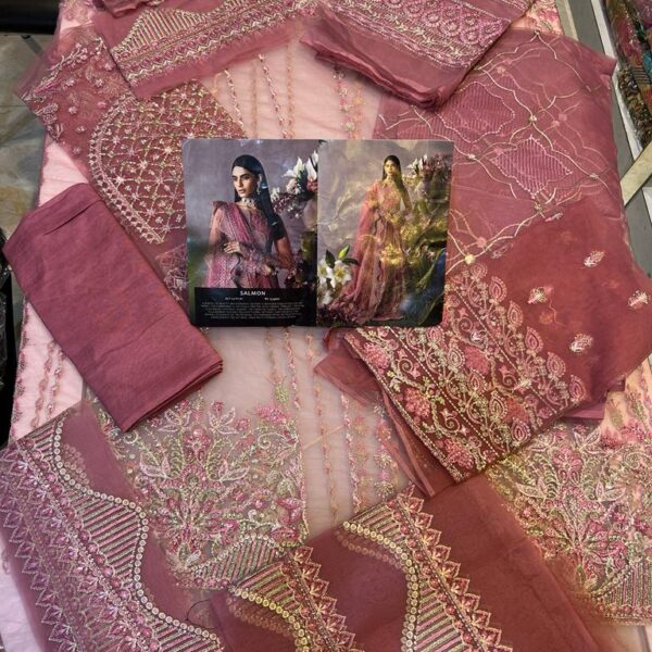 Wedding Embroidery Party Wear Suit In Peach Color