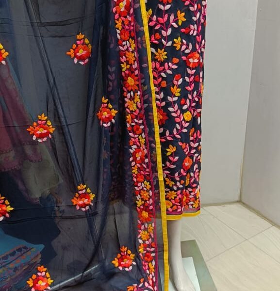 Georgette Fabric Beautiful Handcrafted Super Kantha Designer Embroidered Suit