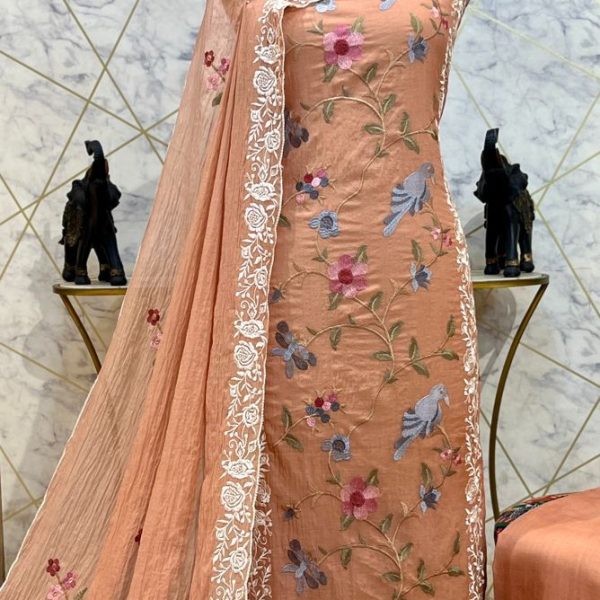 Mul Chanderi with beautiful  embroided Suits