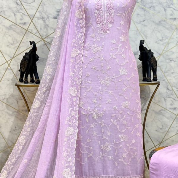 Mul Chanderi Full thread & water sequence embroided Suits