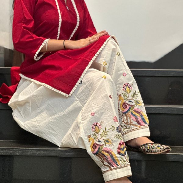 Saahiba Collection - Premium Lucknowi Kurti with Laser Embroidery Patiala Salwar