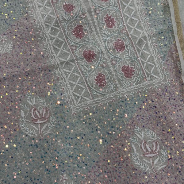 Saahiba Collection - Partywear Mul Chanderi Unstitched Dress Material (Kurti + Dupatta)