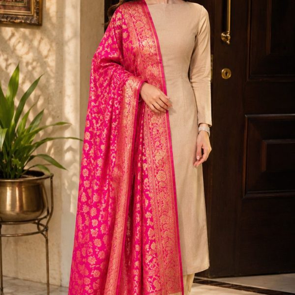 COTTON SILK SUIT WITH ANTIQUE ZARI DUPATTA
