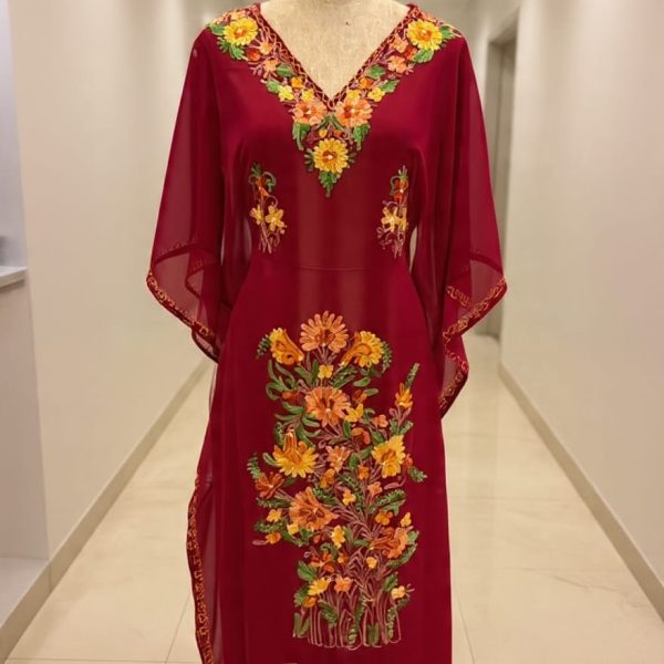 Georgette Kaftan with Kashmiri Aari Embroidery