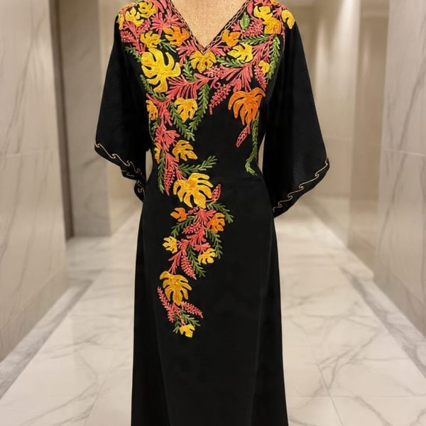 Kashmiri Kaftan with Ari Embroidery Colour In Black