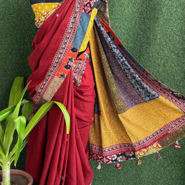 Pure Cotton Patch & Mirror Work Sarees