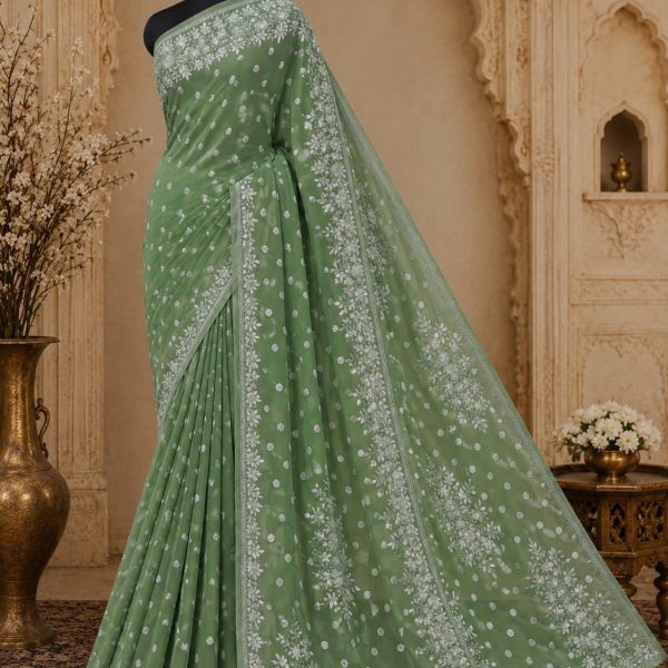 Royal Lucknowi Chikankari Handwork Saree