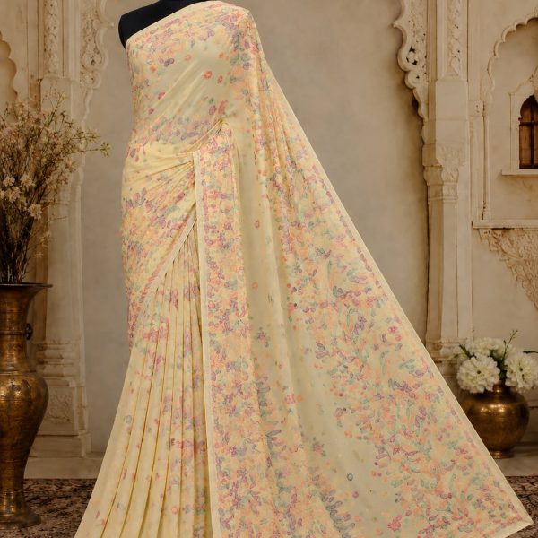Lucknowi Chikankari Handwork Georgette Saree