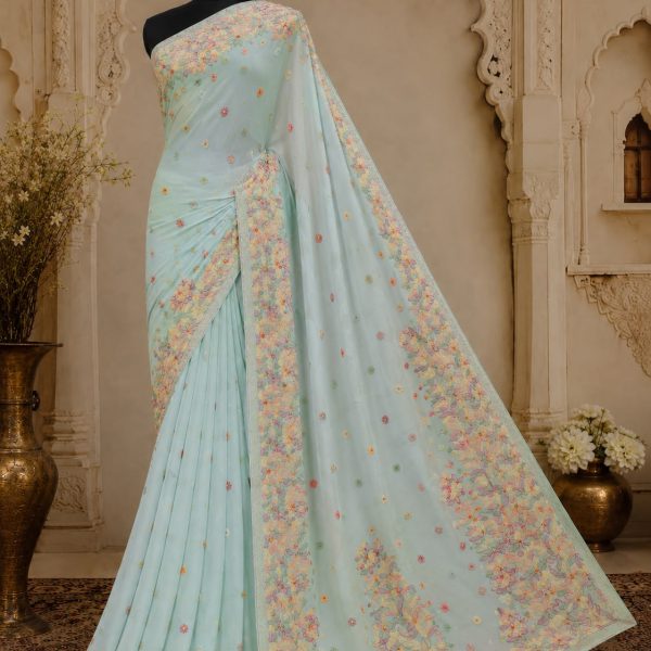 Lucknowi Chikankari Handwork Georgette Saree