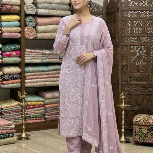 Saahiba Collection - Beautiful Full 3-Piece Chikankari Suit with Finest Hand Jaali Work