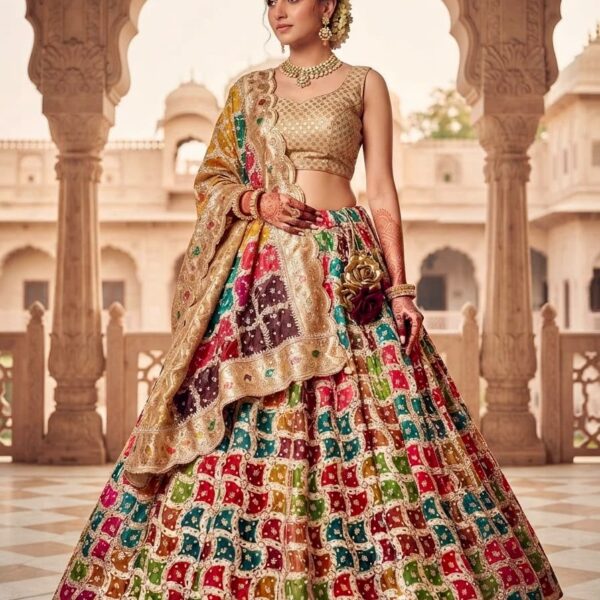 Saahiba Collection - Handloom Kimkhab Multi-Colour Gharara with Kundan Work