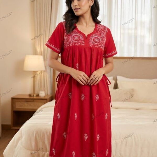 Saahiba Collection - Hand Chikankari Cotton Nighty